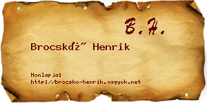 Brocskó Henrik névjegykártya